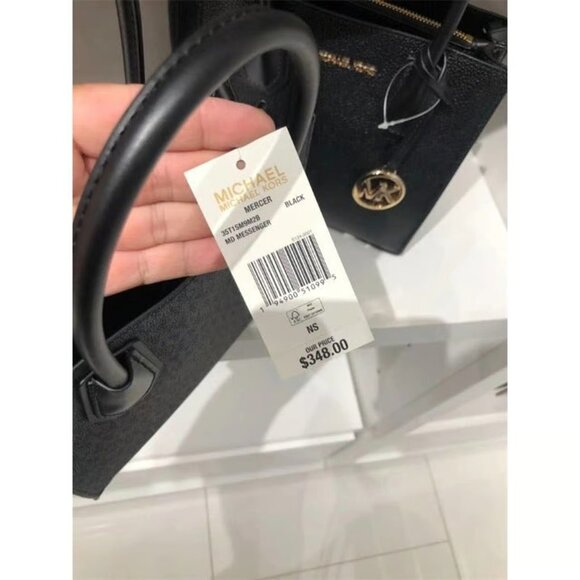 MICHAEL KORS 35T1SM9M MERCER MD SATCHEL MESSENGER MK SIGNATURE LEATHER BAG BLACK - Picture 8 of 8